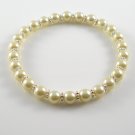 [03] [Silver] Kamala Glass Pearl Elastic Bracelet - Cream