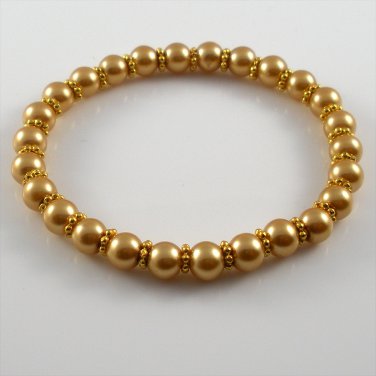 [07] [Gold] Kamala Glass Pearl Elastic Bracelet - Gold