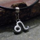 Silver Zodiac Charm Necklace - Leo the Lion (leather)