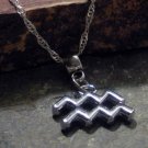 Silver Zodiac Charm Necklace - Aquarius the Water Bearer (silver)