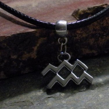 Silver Zodiac Charm Necklace - Aquarius the Water Bearer