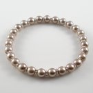 [10] [Silver] Kamala Glass Pearl Elastic Bracelet - Light Coffee