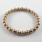 [10] [Gold] Kamala Glass Pearl Elastic Bracelet - Light Coffee