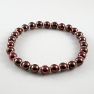 [14] [Silver] Kamala Glass Pearl Elastic Bracelet - Chocolate