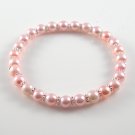 [18] [Silver] Kamala Glass Pearl Elastic Bracelet - Light Pink