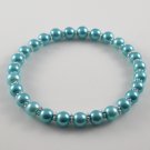 [34] [Silver] Kamala Glass Pearl Elastic Bracelet - Aquamarine