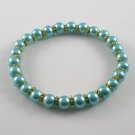 [34] [Gold] Kamala Glass Pearl Elastic Bracelet - Aquamarine