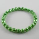 [46] [Silver] Kamala Glass Pearl Elastic Bracelet - Green