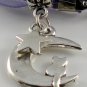 Purple Ribbon Necklace ~ Sailor Moon Luna ~ Cat on a Crescent Moon Silver Star