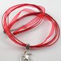 Red Ribbon Necklace ~ Sailor Moon Luna ~ Cat on a Crescent Moon Silver Star