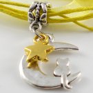 Yellow Ribbon Necklace ~ Sailor Moon Luna ~ Cat on a Crescent Moon Gold Star