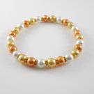 [01-04-09] [Gold] TriColor Kamala Glass Pearl Elastic Bracelet