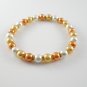 [01-04-09] [Gold] TriColor Kamala Glass Pearl Elastic Bracelet