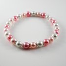 [01-18-19] [Silver] TriColor Kamala Glass Pearl Elastic Bracelet