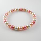 [01-18-19] [Gold] TriColor Kamala Glass Pearl Elastic Bracelet