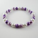 [01-25-29] [Silver] TriColor Kamala Glass Pearl Elastic Bracelet