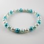 [01-33-34] [Silver] TriColor Kamala Glass Pearl Elastic Bracelet