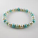 [01-33-34] [Gold] TriColor Kamala Glass Pearl Elastic Bracelet