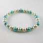 [01-33-34] [Gold] TriColor Kamala Glass Pearl Elastic Bracelet