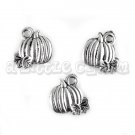 Antique Silver Double-sided Pumpkin Charms  (100 pieces)