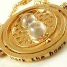 Harry Potter 18K Gold Plated Hermione's Time Turner Rotating Hourglass Necklace (Beige)