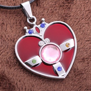 Sailor Moon Heart Pendant Necklace (Silver Chain)