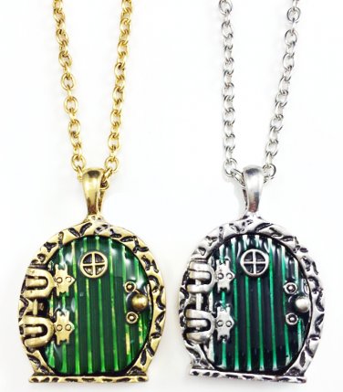The Hobbit Fairy Green Enamel Door Pendant Locket (Bronze)