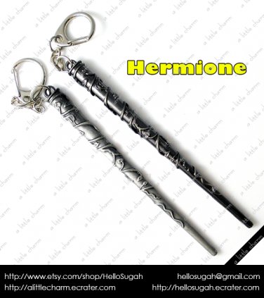 Harry Potter Antique Silver Replica Wands ~ Hermione Key Chain