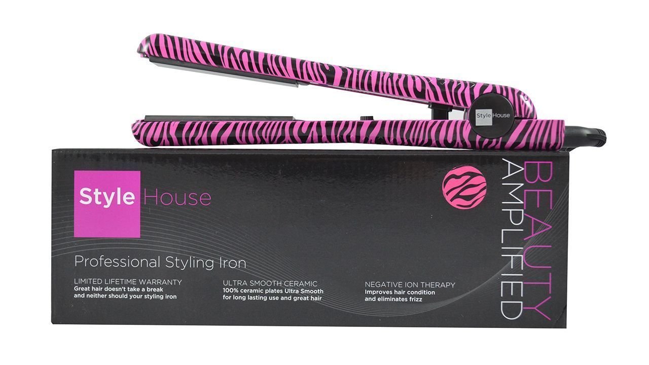 STYLE HOUSE PROFESSIONAL STYLING IRON - PINK ZEBRA