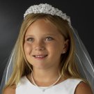 Childrens White Pearl & Rhinestone accent Headband & Veil