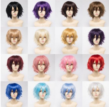 Free shipping 30cm  chromophous cosplay wig