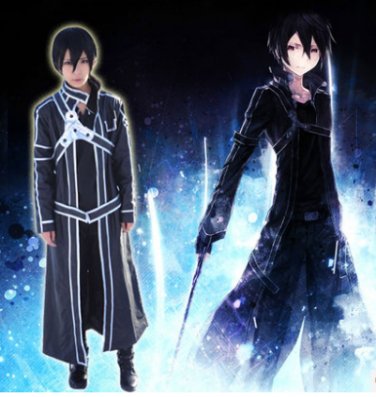 A SET OF Sword Art Online Kirigaya Kazuto/Kirito Cosplay Costume