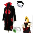 Naruto Akatsuki cloak Deidara Cosplay Costume (include cloak,headband and rings)