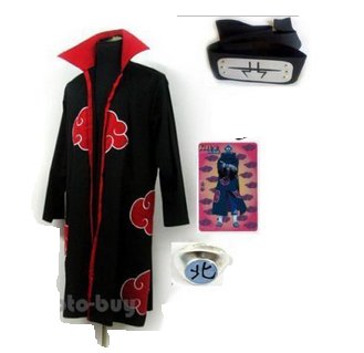 Naruto Akatsuki cloak Kakuzu Cosplay Costume (include cloak,headband and rings)