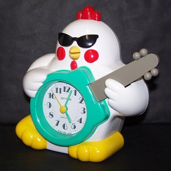 Vintage Rock N Roll Rhythm Chicken Clock Japan Speakup Alarm Clock