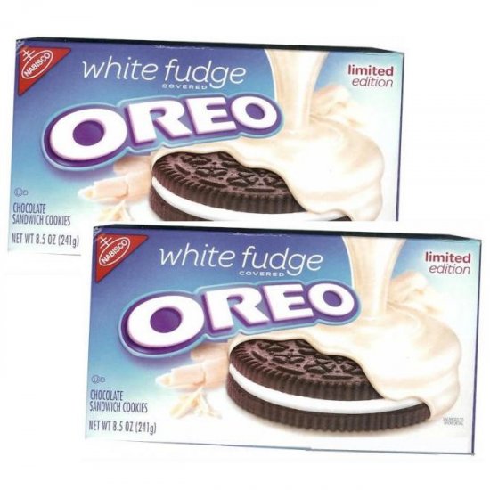 2 boxes LIMITED EDITION White Fudge Covered Oreo Cookies by Nabisco