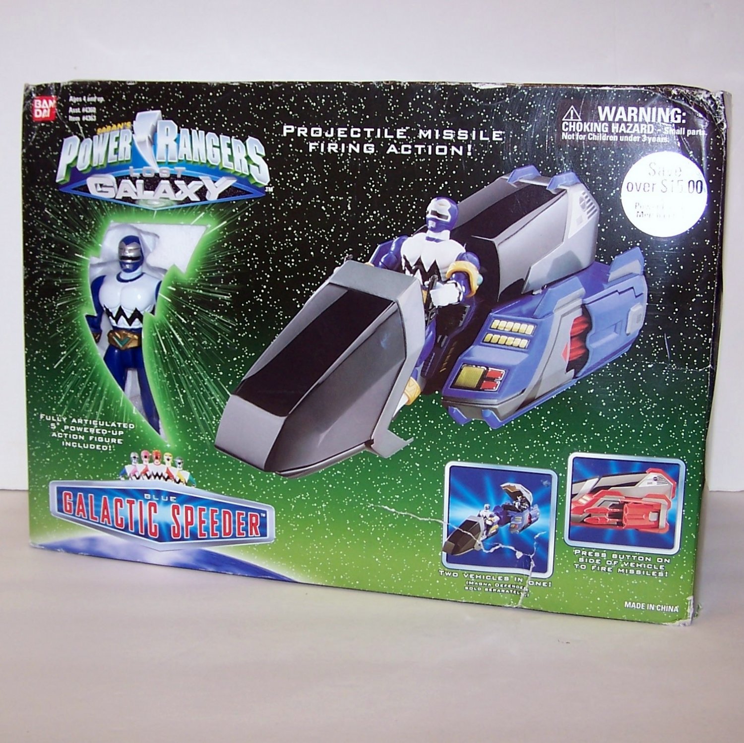 POWER RANGERS LOST GALAXY BLUE GALACTIC SPEEDER, BLUE POWER RANGER FIGURE