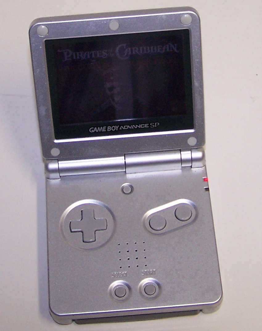 Nintendo Game Boy Advance SP Silver GBA SP with Pirate of the caribbean ...