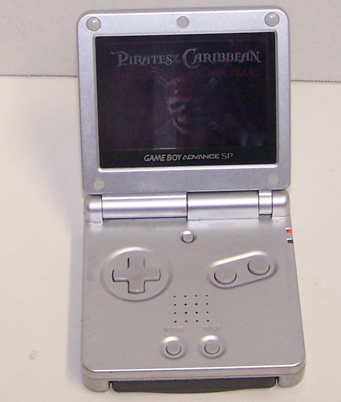 Nintendo Game Boy Advance SP Silver GBA SP with Pirate of the caribbean ...