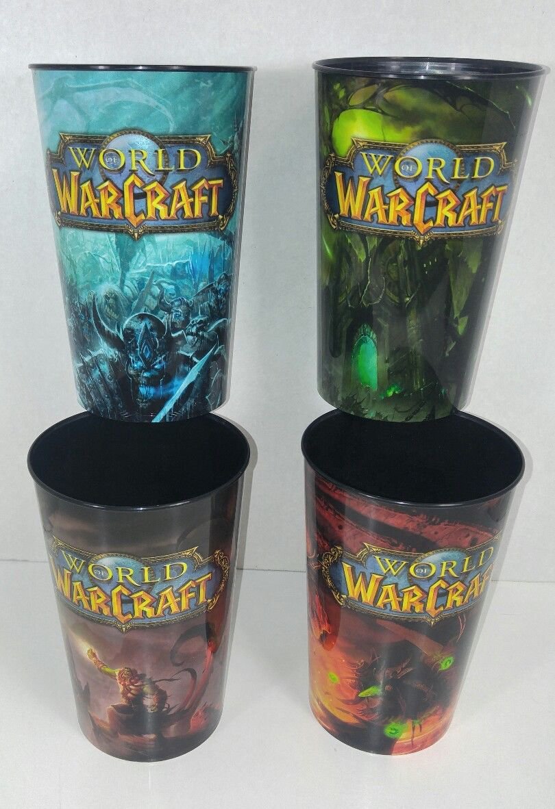 Orc Blizzard Entertainment World of Warcraft Complete Set 4 Plastic Cup 32Oz New