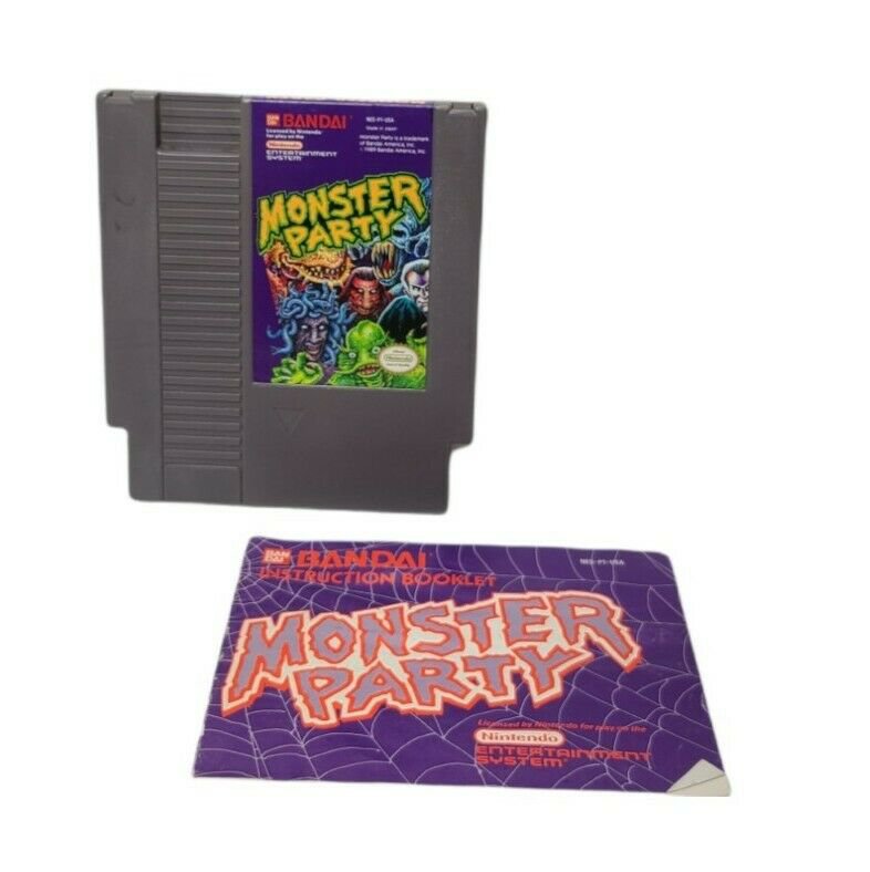 Monster Party Game with Instruction Manual (Nintendo, NES 1989) Cartridge VGC