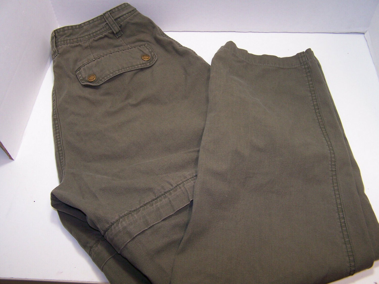 CABELA'S Womens 11/12 Reg Green Zip Off CONVERTIBLE Hiking Cargo PANTS ...