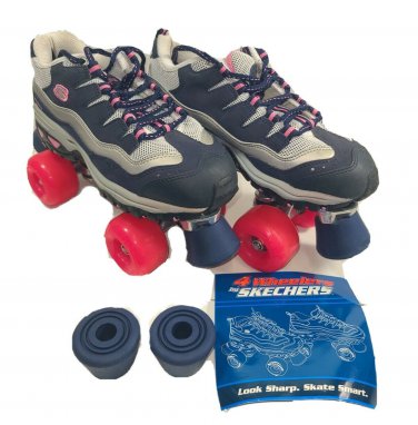 New Old Stock Skechers Size buy 6.5 Sport Roller Skates 4 Wheelers Navy Pink Silver