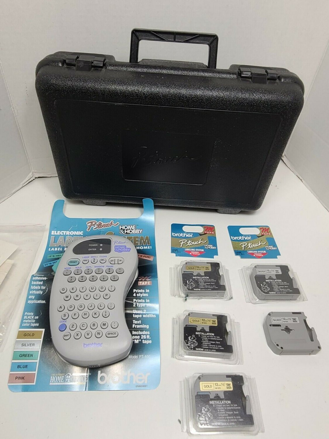 Brother Pt-100 P-touch Electronic Labeling System for Repair w/ case xtra ribbon