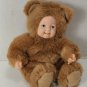 Anne Geddes Baby Bears Smiling Teeth Blue Eyes  Light Brown Bean Filled Bear 9"
