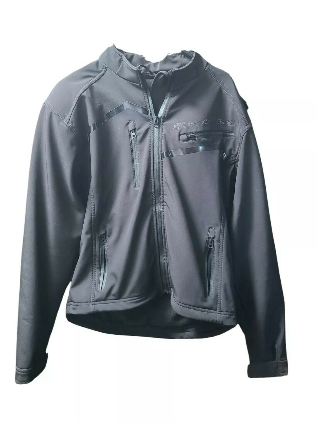 Womens Black Motorcycle Jacket Padded Reinforced Softshell Hooded Street & Steel