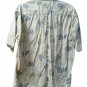 Half Moon Bay Mens Hawaiian Shirt 100% Cotton Beige Light Green/Blue Leaves Sz L