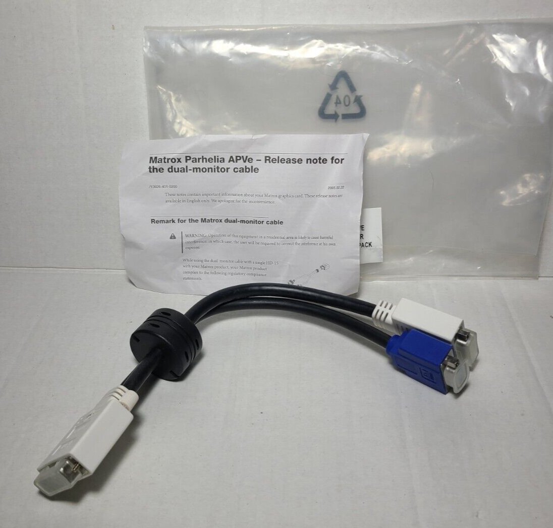 Matrox PARHELIA APVE Dual Monitor Adapter DVI-I to DVI-I + VGA Cable