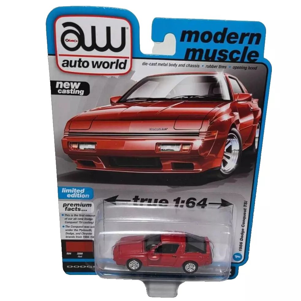 Auto World Modern Muscle 1986 Dodge Conquest TSi 1/64 Red Diecast Model Car Toys