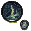 Enchanted Snow Princess Russian Collection Music Box 1997 & Decorated Plate 1990 Enchanted Snow Princess Russian Collection Music Box 1997 & Decorated Plate 1990